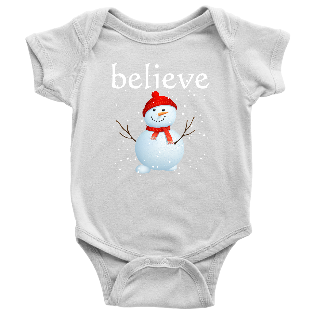 Believe Snowman Baby Bodysuit