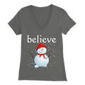 Believe Snowman Women's V-Neck