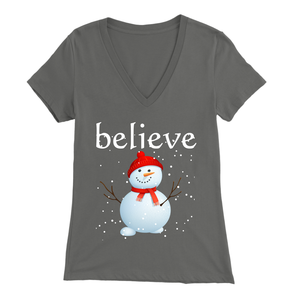 Believe Snowman Women's V-Neck
