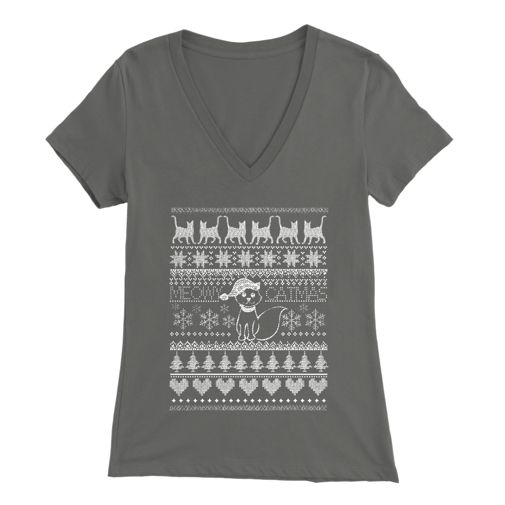 Cat Christmas Womens V Neck