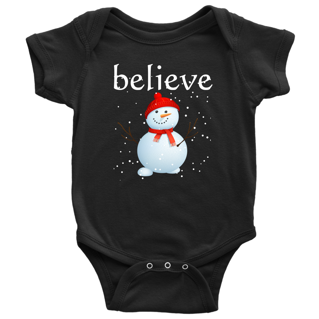 Believe Snowman Baby Bodysuit