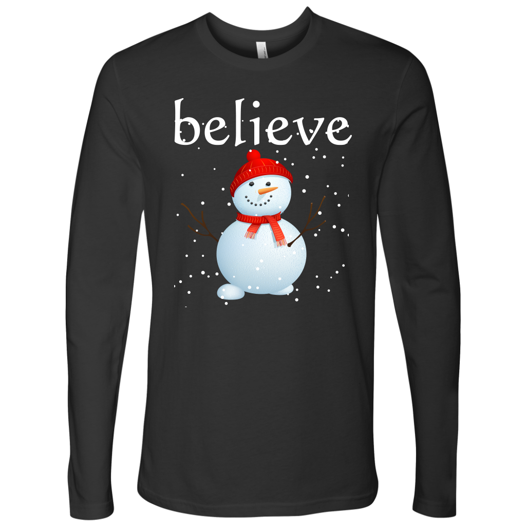 Believe Snowman Men's Long Sleeve Shirt