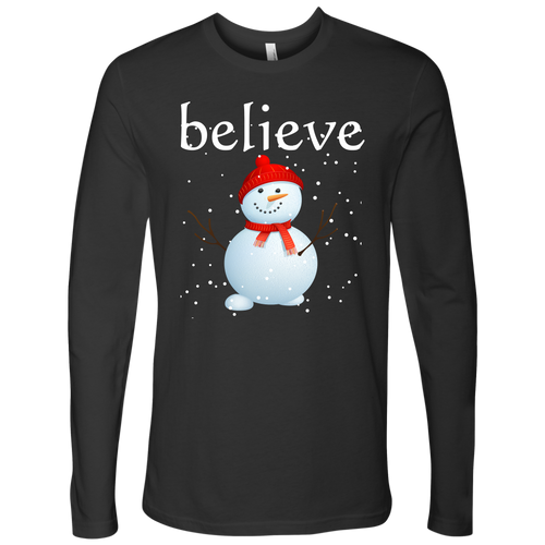 Believe Snowman Men's Long Sleeve Shirt