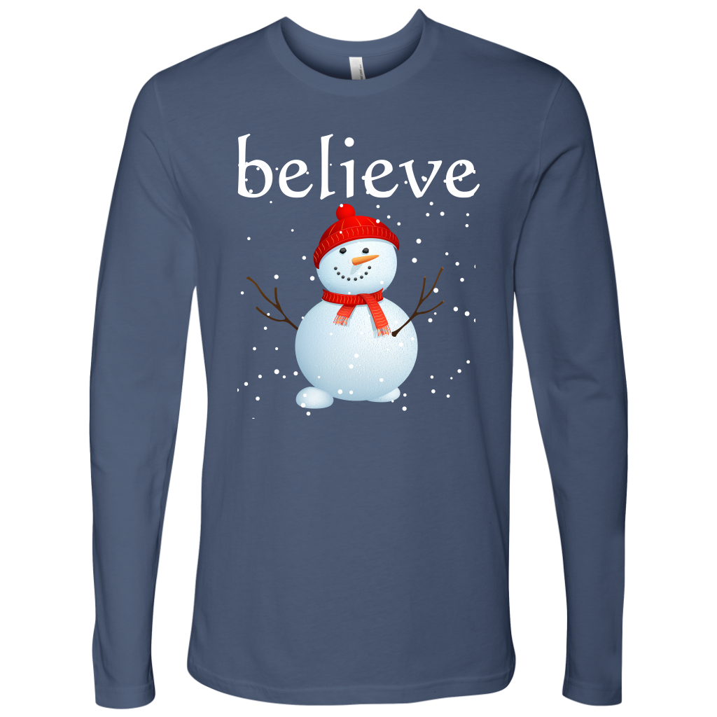 Believe Snowman Men's Long Sleeve Shirt