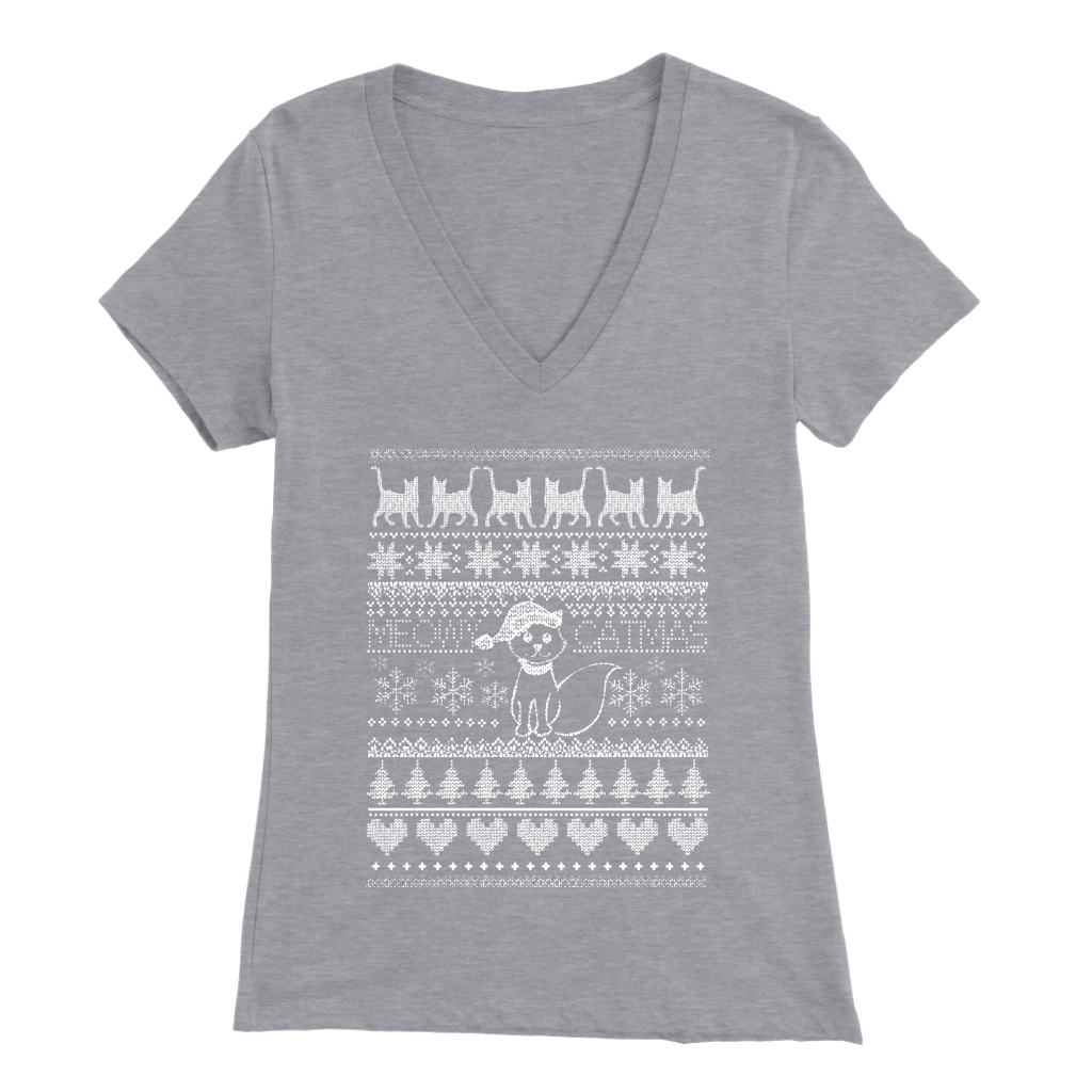 Cat Christmas Womens V Neck