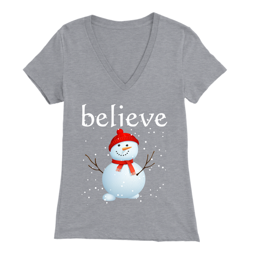 Believe Snowman Women's V-Neck