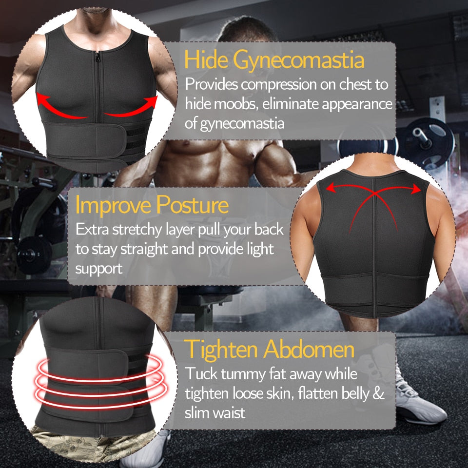 Men Body Shaper Waist Trainer Sauna Suit Sweat Vest Slimming Underwear Weight Loss Shirt Fat Burner Workout Tank Tops Shapewear|Shapers|