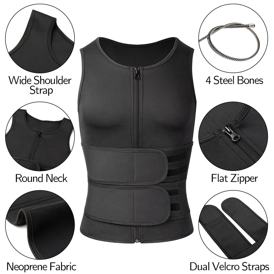 Men Body Shaper Waist Trainer Sauna Suit Sweat Vest Slimming Underwear Weight Loss Shirt Fat Burner Workout Tank Tops Shapewear|Shapers|