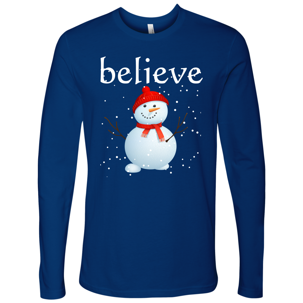 Believe Snowman Men's Long Sleeve Shirt