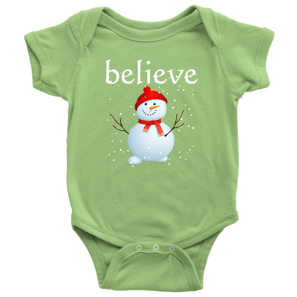 Believe Snowman Baby Bodysuit