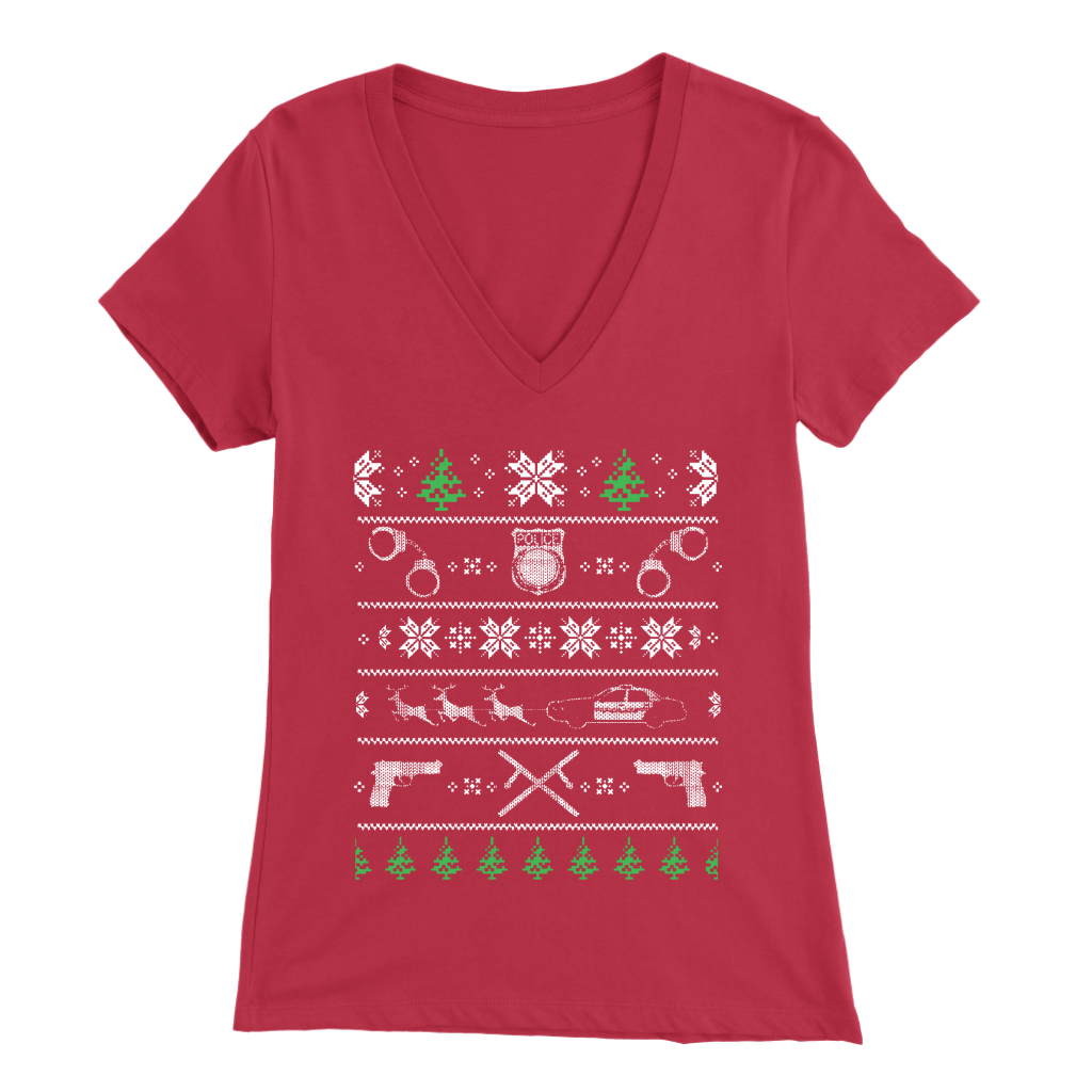Police Christmas Women's V-Neck