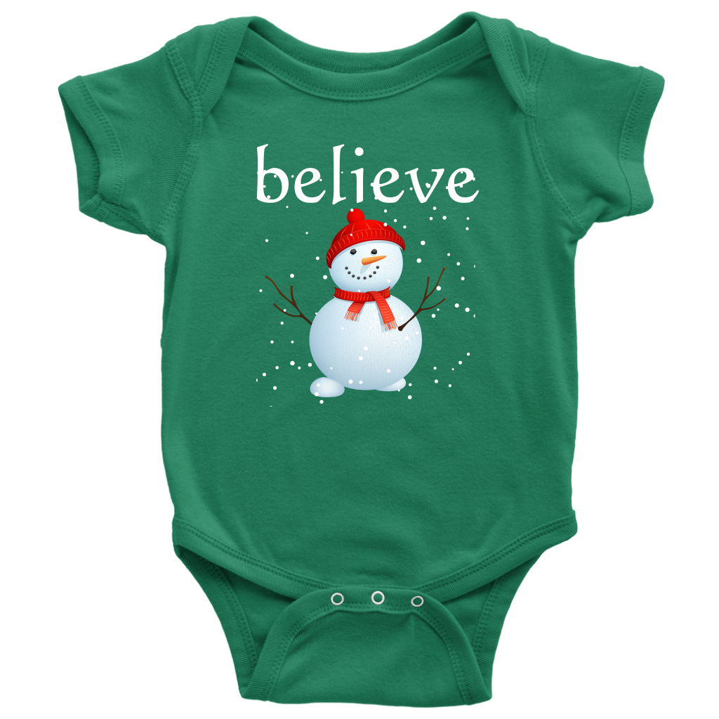 Believe Snowman Baby Bodysuit