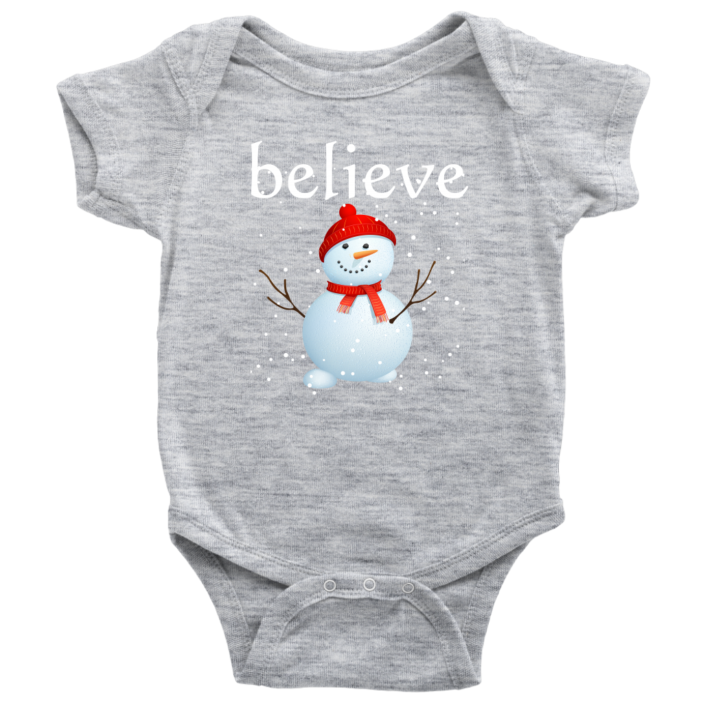 Believe Snowman Baby Bodysuit