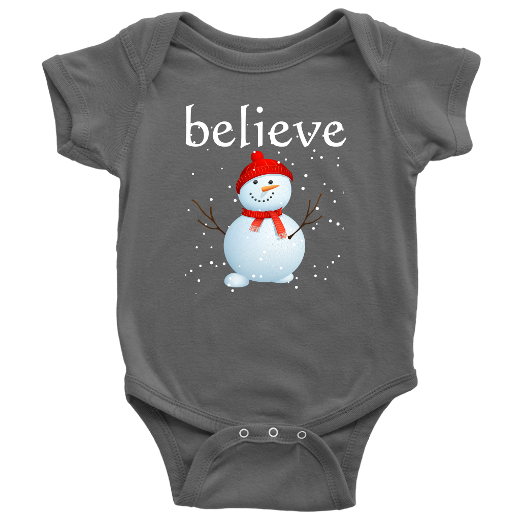 Believe Snowman Baby Bodysuit