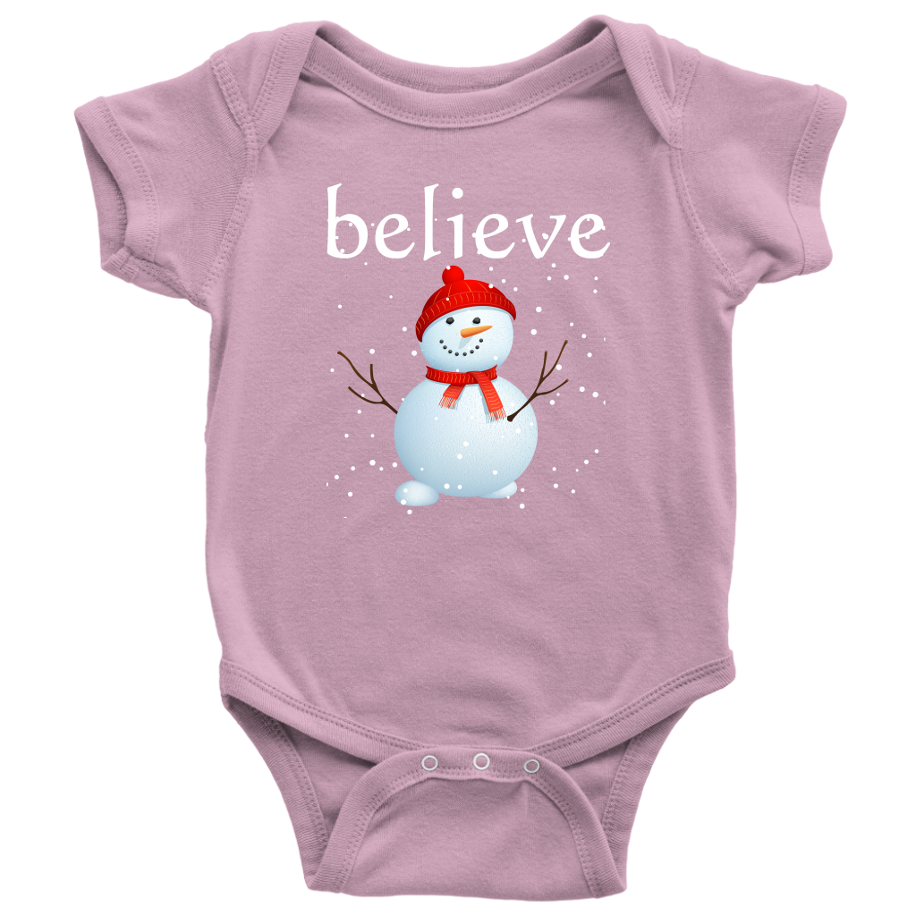 Believe Snowman Baby Bodysuit