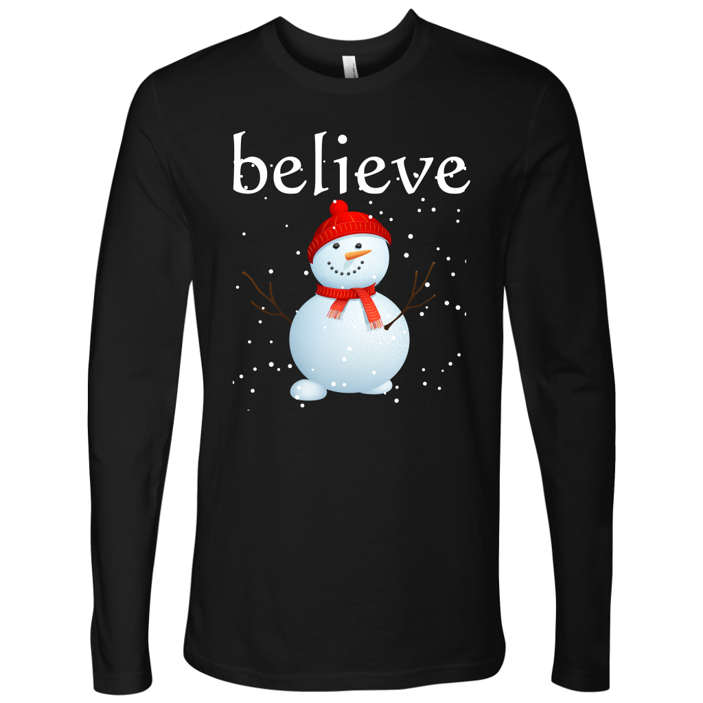 Believe Snowman Men's Long Sleeve Shirt
