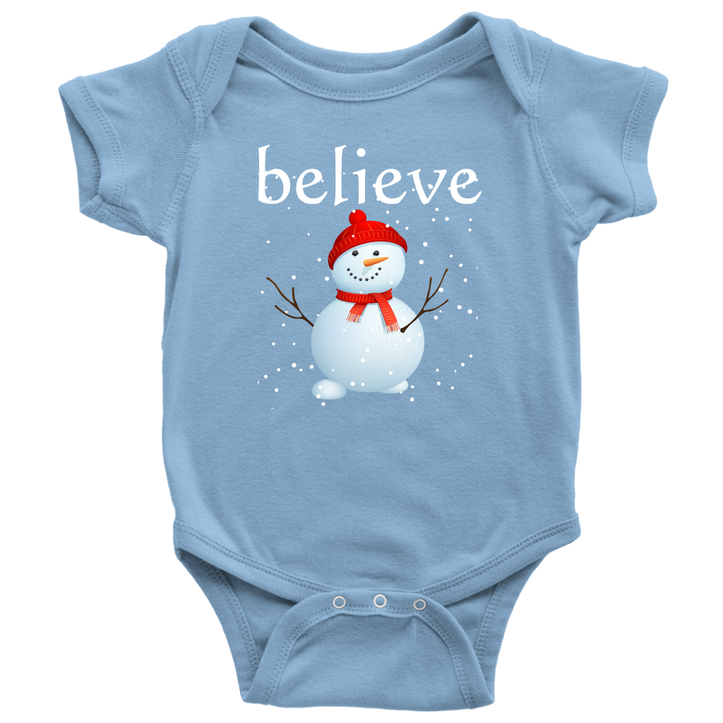 Believe Snowman Baby Bodysuit