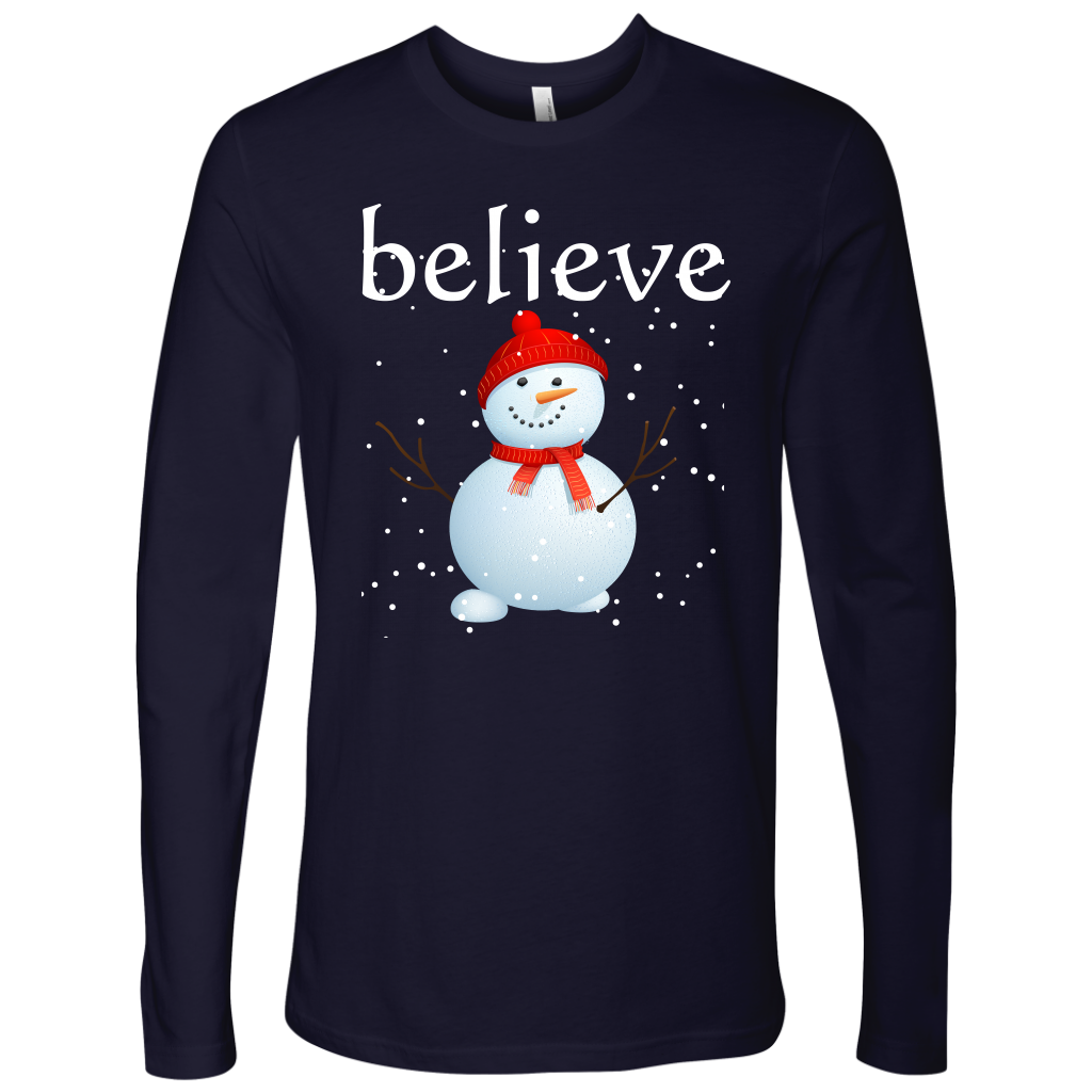 Believe Snowman Men's Long Sleeve Shirt