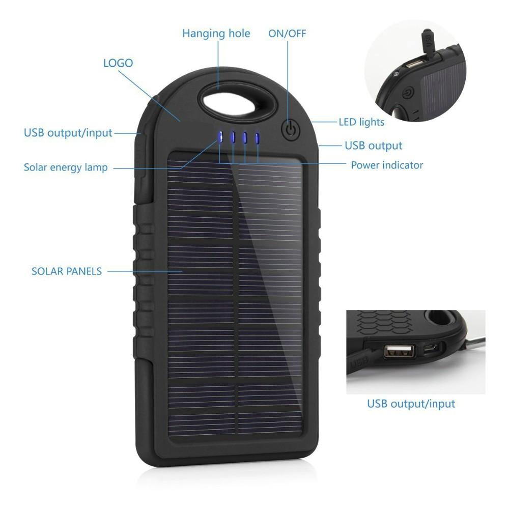 Dual USB 5000mAh Waterproof Solar Power Bank-Phone Accessories-Docs General Store