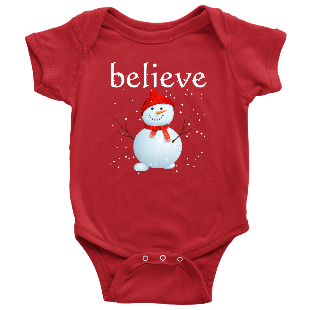 Believe Snowman Baby Bodysuit
