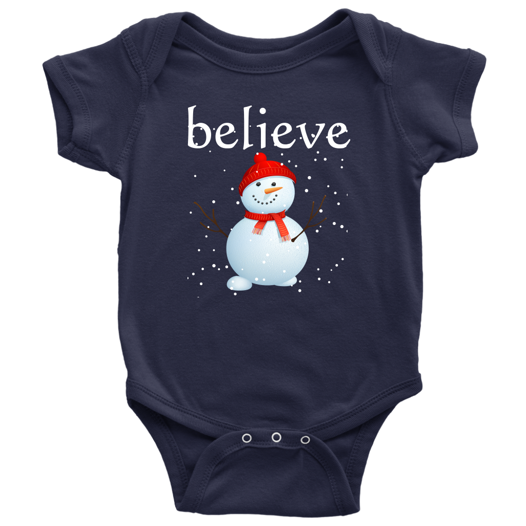 Believe Snowman Baby Bodysuit