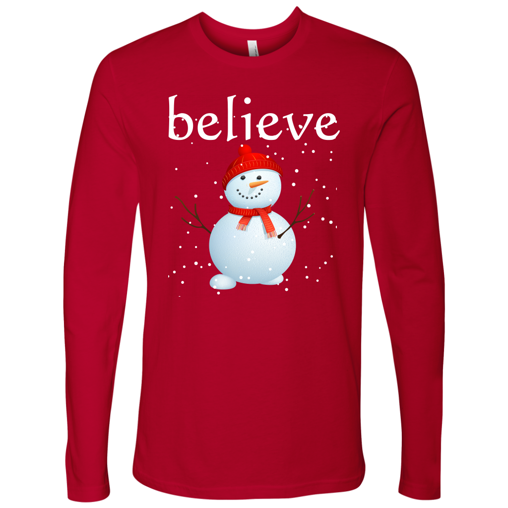 Believe Snowman Men's Long Sleeve Shirt