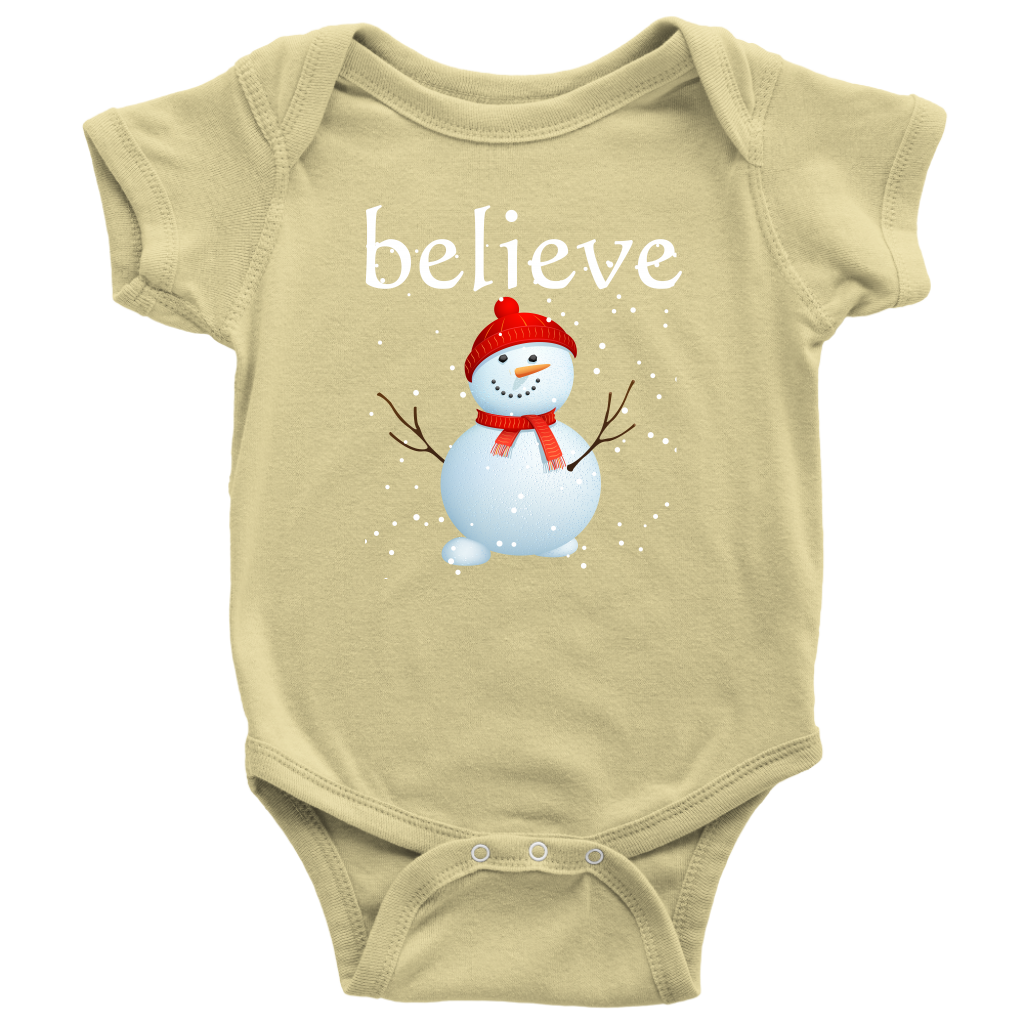 Believe Snowman Baby Bodysuit
